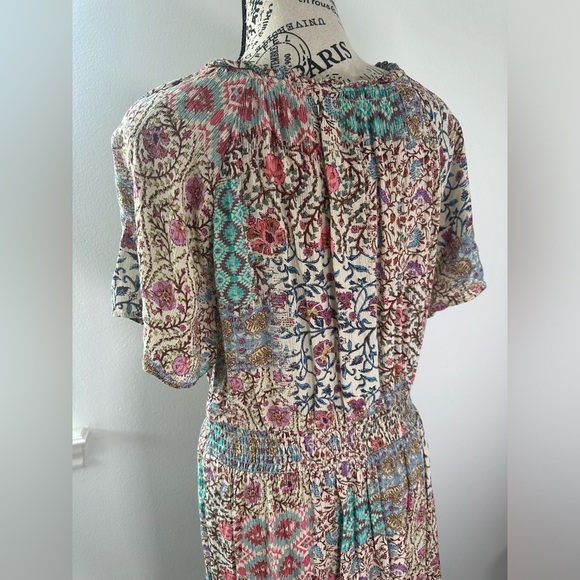 Zara Paisley Print Chiffon Ruffled Short Sleeve dress Size Medium - Picture 8 of 10